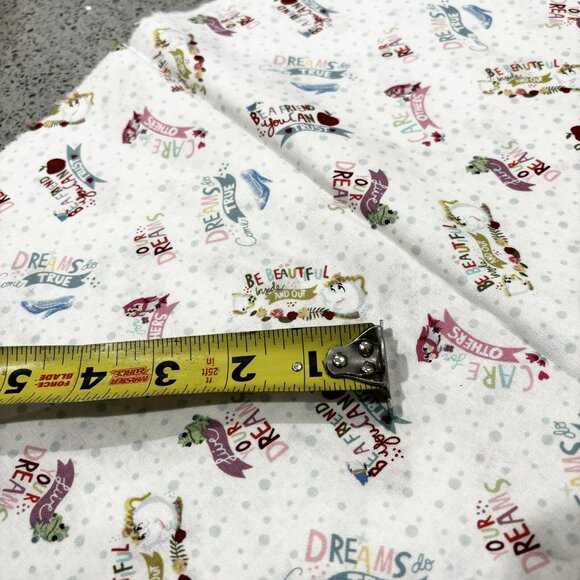 RARE 2 Yd X 44” Mrs Potts Beauty Beast Disney PRINCESS PHRASES Fabric Cotton - Picture 5 of 5